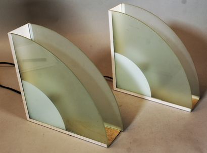 PAIR OF STORAGE LAMPS in lacquered sheet...