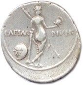 null AUGUST 27 BC - 14 AD Her head naked on the right. R/. Venus Victrix standing...