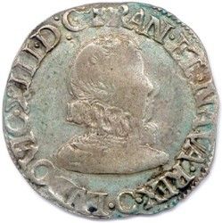  LOUIS XIII 1610-1643. Demi-franc en argent 16(25 ?) C = Saint Lô. Ci 1625 (6,90g)....