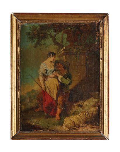 null After Januarius ZICK (1730-1797): The Gallant Shepherd. Canvas. Height 31 -...