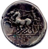  CAMPANIA - CALES 265-240 Head of Athena wearing a Corinthian helmet. R/. Victory...