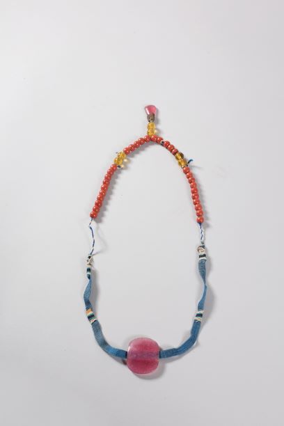 China. Coral and tourmaline beads rosary....