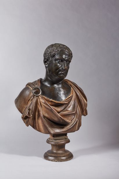 A Roman emperor's bust, the head and clasp...