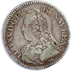  Two silver coins of LOUIS XV : 1/6 ecu of France 1720 R = Orleans. Ci 2110 (3,93...