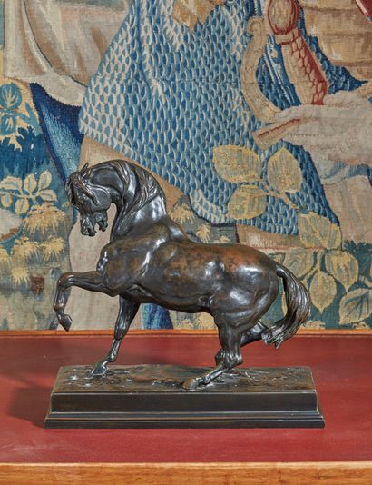 null Antoine Louis BARYE (1795-1875) : Cheval turc n° 2, antérieur gauche levé. Bronze...