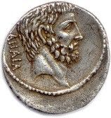 null ROMAN REPUBLIC - JUNIA 54 BC BRVTVS. Head of Brutus the Elder. R/. AHALA. Head...