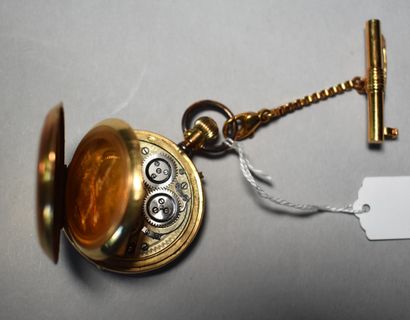 null WATCH in gold guilloché "anchor 15 jewels, Bréguet balance spring n° 373710"....