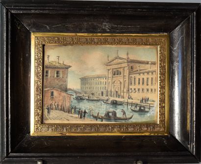 null FOUR MINIATURES in watercolor: Views of Venice. End of the XIXth century. Height...