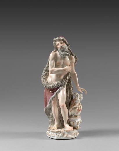 null MEISSEN: STATUTE in porcelain personifying the winter under the figure of an...