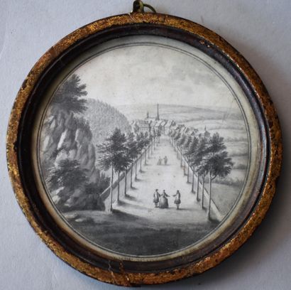 null 18th century FRENCH SCHOOL: Perspective of a busy road - Perspective of a busy...