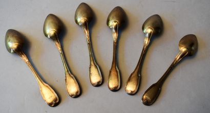null SIX vermeil coffee spoons (small shocks). Goldsmith JLH. Paris, 1798-1809. Weight...