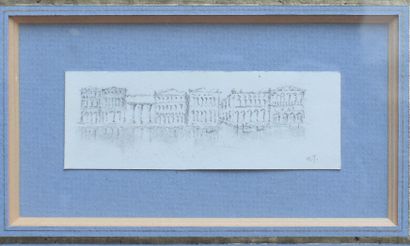 null LOT OF FIVE FRAMED PIECES: a drawing Venice, the Grand Canal - three watercolors...