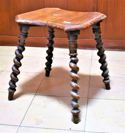 null Rustic TABOURET with twisted legs.