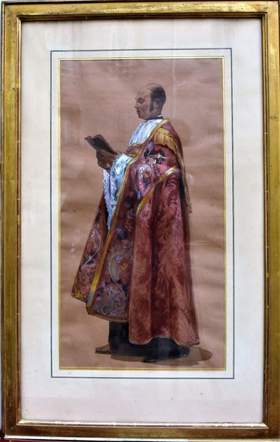 null Charles LHUILLIER (c. 1824-1898): Father Blanchet. Watercolour signed lower...