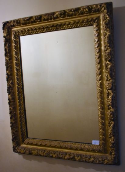 null Gilded carved wood frame, transformed into a mirror. 19th century. Height 83...