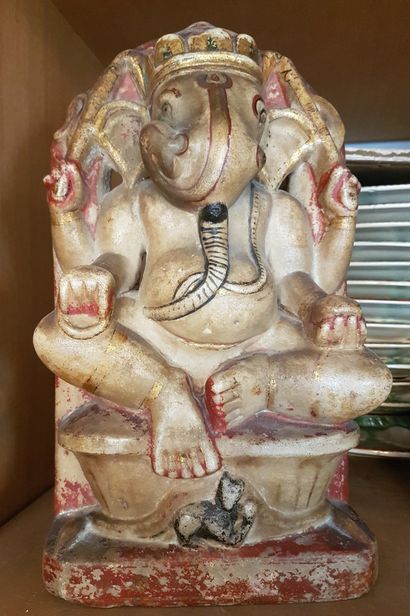 null GANESH in painted alabaster. Height 32,5 cm

Lot delivered to the Study.