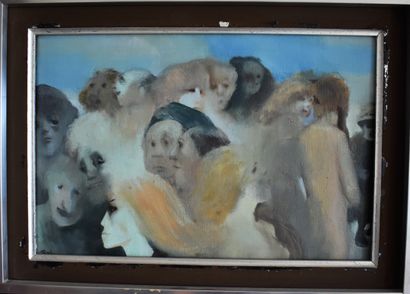 null Marie-Lise BABU (born in 1931) : Characters. Canvas signed lower left. Height...