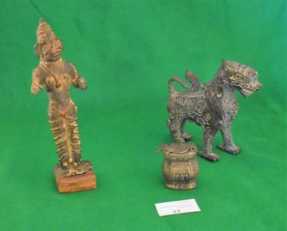  THREE Indochinese metal pieces: chimera,...