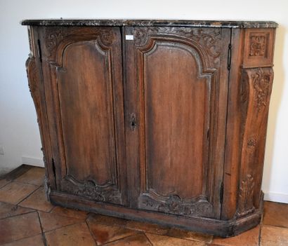 A carved wood and moulded oak WOODEN BUFFET,...
