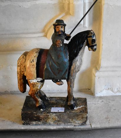 null 
STATUTE of a rider with a painted wooden standard. 

(accidents of use).

Height...