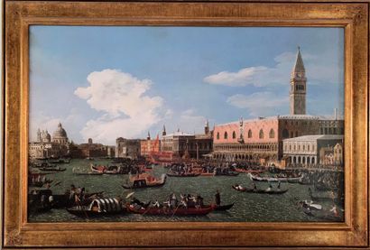 null TWO PROCEDURES : Still life with a hanap - View of Venice. Height 60 - Width...