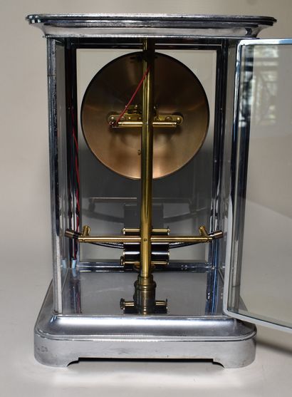 null PENDULE steel cage, electromagnetic balance system. Dial signed BULLE clock....