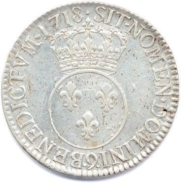 null LOUIS XV 1715-1774. Ecu Vertugadin in silver 1718 9 = Rennes. Ci 2095 (30,21...