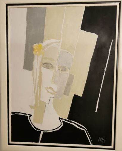 null Christian CHOISY (1948) : The Flower in the Hair. Canvas signed lower right,...