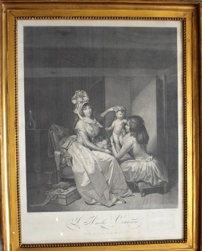 null After BOILLY, PAIR OF ENGRAVINGS in black by Cazenave : L'Amour couronné - L'Optique....