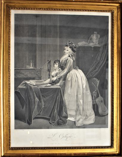 null After BOILLY, PAIR OF ENGRAVINGS in black by Cazenave : L'Amour couronné - L'Optique....