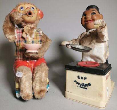 null ALPS – JAPON (1960/1970) : 

Deux jouets à piles : singe assis faisant des bulles...