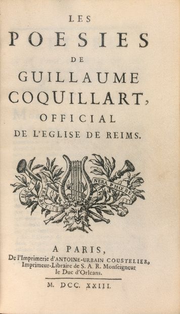null COQUILLART (Guillaume). Les Poésies de Guillaume Coquillart, official de l’Eglise...