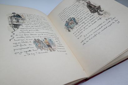 null BERGERET (G.). Les Evenements de Pontax. Ecriture manuscrite et aquarelles de...