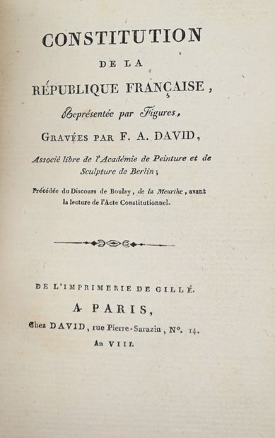 null CONSTITUTION de la République française, représentée par des figures gravées...