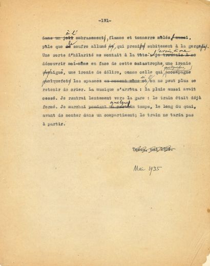 null Georges BATAILLE (1897-1962) Le Bleu du ciel. Tapuscrit corrigé ; 173 feuillets...