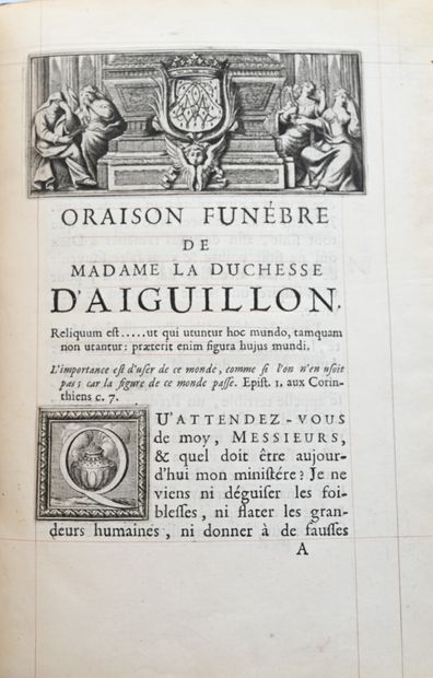 null FLÉCHIER. Oraison funébre de Madame Marie de Wignerod, duchesse d’Aiguillon,...