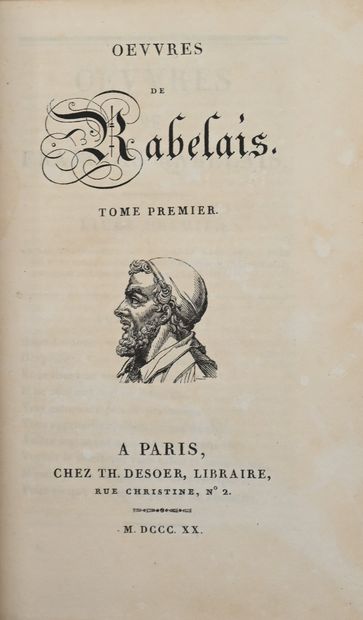 null RABELAIS. OEuvres. P., Desoer, 1820. 3 vol. in-18, veau fauve glacé, dos ornés...