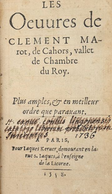 null MAROT (Clément). Les OEuvres de Clément Marot, de Cahors, vallet de Chambre...