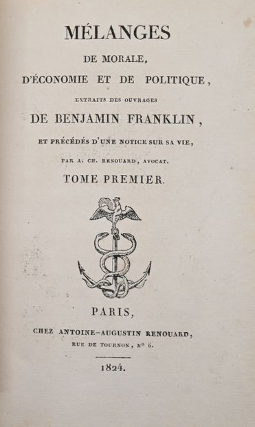 null FRANKLIN (Benj.). Mélanges de morale, d'économie et de politique ; précédés...