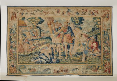 Tapestry panel in wool and silk, depicting...