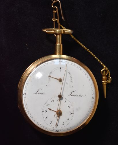 null 18K (750) yellow gold repeater POCKET WATCH. Dial showing hours, minutes and...