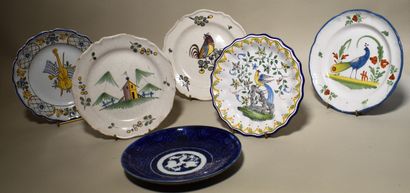 null FIVE regional earthenware plates, one of which is Montagnon.

JOINTLY: FIVE...