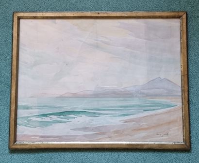 null Max JACOB (1876-1944): Seaside. Watercolor signed lower right (folds). Height...