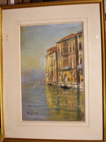 null PASTEL: Palace in Venice. Signature lower left. Height 40 - Width 25 cm