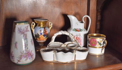 null LOT OF PORCELAIN : vase, water pot, porcelain inkwell, cup, etc.