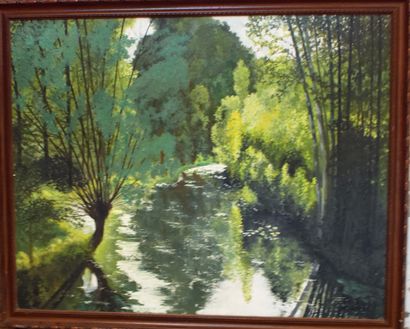 null Michel de SAINT-ALBAN (1913-2015): River bank. Canvas signed lower right. Height...