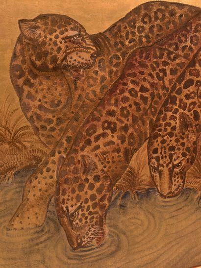 DUNAND Jean DUNAND (1877-1942)

Three leopards drinking, c. 1930

Rectangular panel...