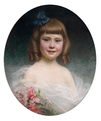 Marie d'EPINAY (XIXe-XXe siècle) Portrait en buste de Ghislaine de Mascureau à la...