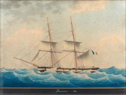 Joseph Honoré Maxime PELLEGRIN (1793-1869) Vue de travers, bâbord armure par mer...