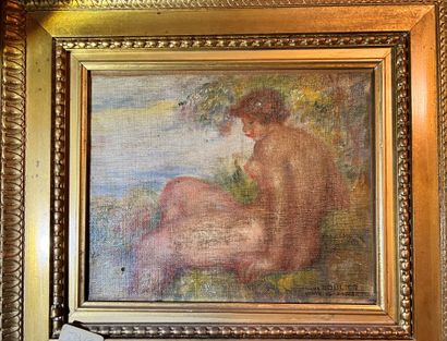 null Lucien BOULIER (1882-1963) : Baigneuse dans le goût de Renoir. Toile. Cachet...